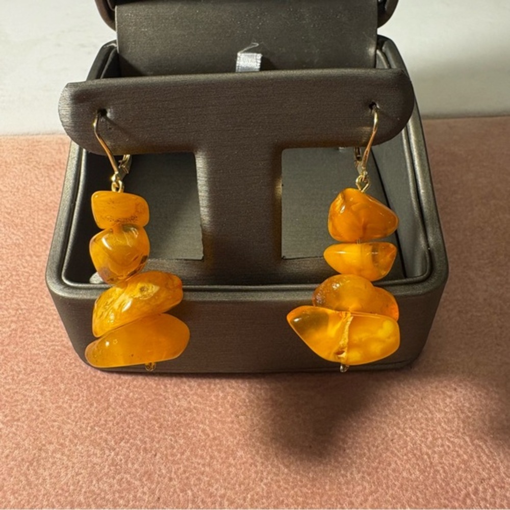 Natural Amber Dangle Earrings